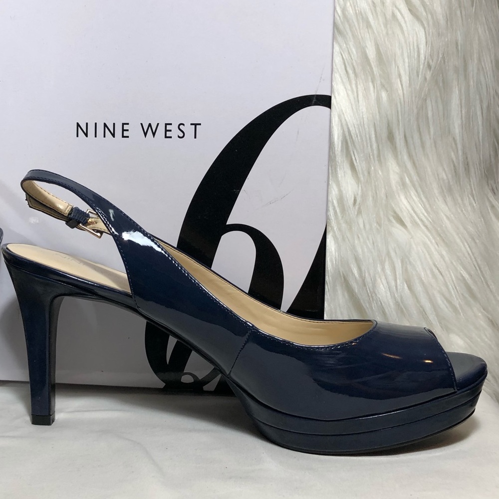 Nine West Navy Blue Open Toe Pump